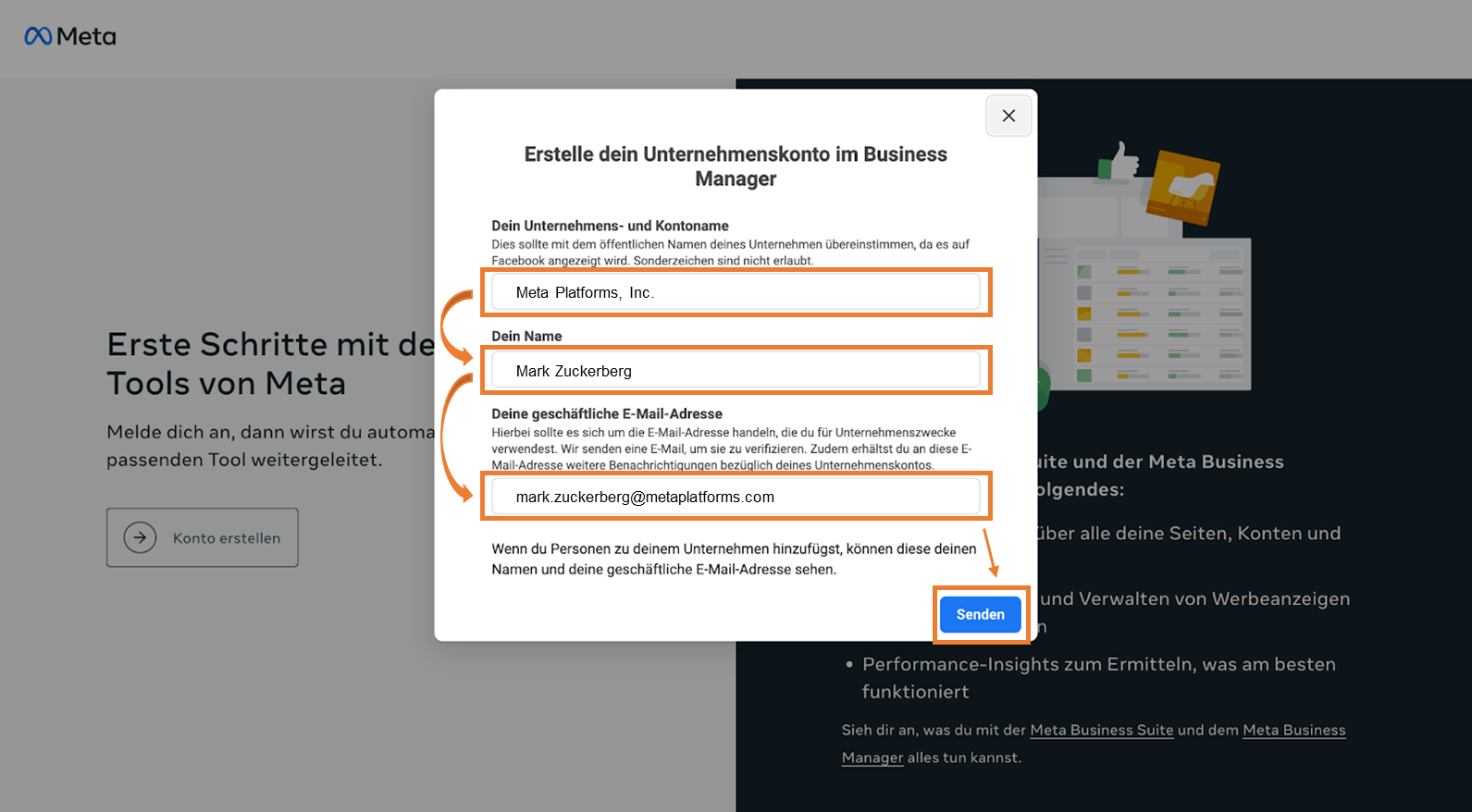 Unternehmenskonto im Business Manager erstellen