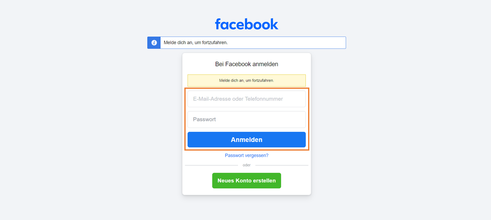 Facebook-Anmeldung