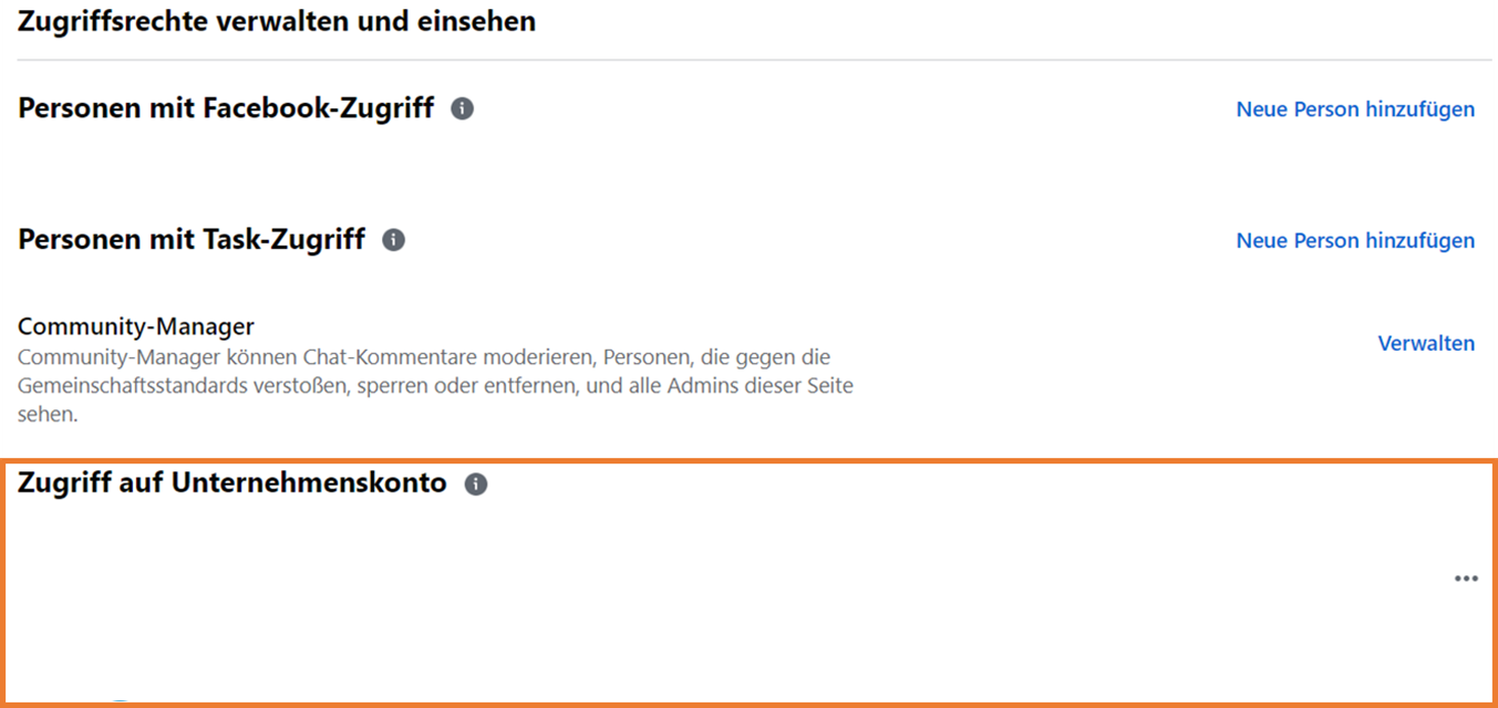 Kein Meta-Unternehmenskonto verknüpft