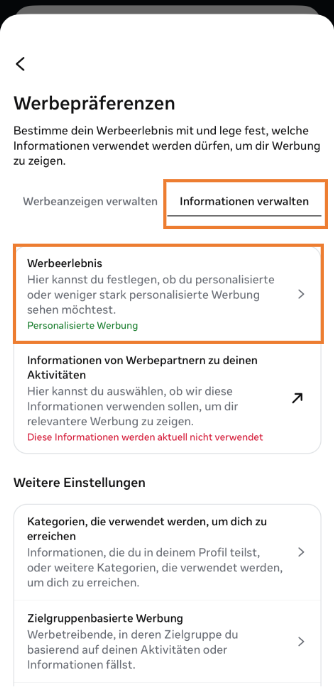 Informationen verwalten mit Werbeerlebnis